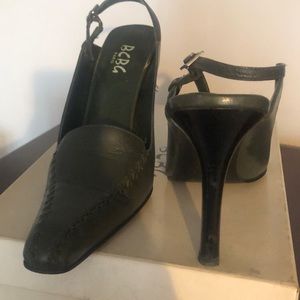 Army green sling back pumps